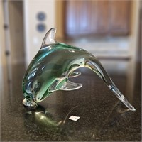 Vuesen Signed Art Glass Dolphin Sculpture