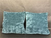 Two Millihome Velvet Blue Decorative Pillows