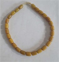 Amber bead necklace, 24"l.
