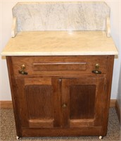Antique Marble Top Dry Sink w/ Drawer 27" w