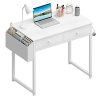 Lufeiya Small White Desk with Drawers - for Bedro