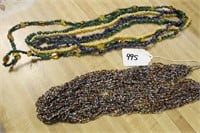 LOT OF MULTI COLORED BEADED NECKLACES