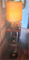 Glass Top End Table Lamp; Gold Tone...