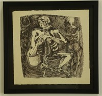 UNSIGNED SKELETON FIGURES LITHOGRAPH