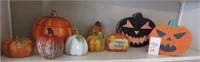 Nine Ceramic and Cardboard Pumpkins NO SHIP