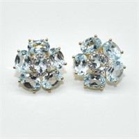 $150 Gold plated Sil Blue Topaz(8.5ct) Earrings