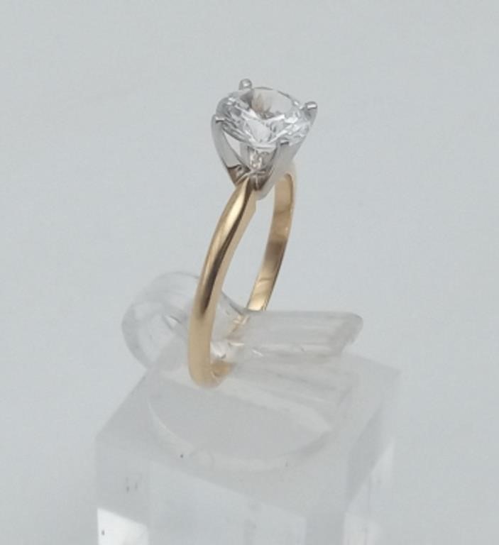 14k Gold CZ Ring White & Yellow gold