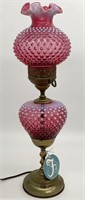 Fenton Cranberry Hobnail Glass Lamp