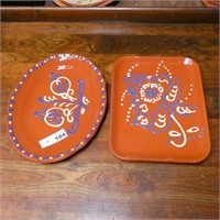 (2) Slip Decorated Redware Platters