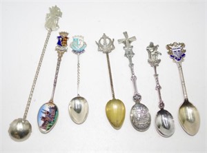 Collection of souvenir silver spoons