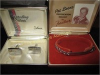 2pc Vintage Sterling Silver Cuff Links & Bracelet