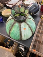 Antique Green Slag Glass Lamp Shade