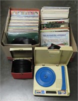 Selection of Vinyl Records & Player