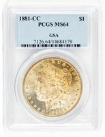 Coin 1881-CC Morgan Silver Dollar-PCGS MS64