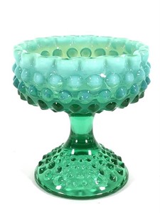 Fenton Emerald Green Compote / Footed Bowl