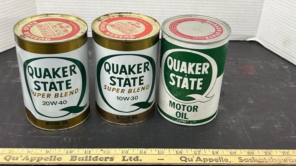 3 Quaker State 1L Motor Oil Containers. Full. 1