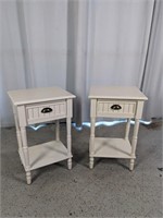 Pair of White Wooden Nightstands