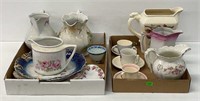 (2) Trays Porcelain Cups, Saucers, Plates,