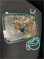 Vintage Tray Lot Costume Jewelry Pins.