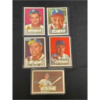 (5) 1952 Topps Baseball Cards Mid Grade