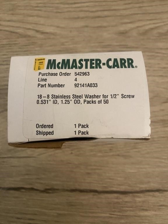 McMASTER-CARR 18-8 Stainless Steel Washer