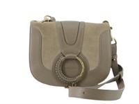 CHLOE Gray Suede & Leather Shoulder Bag
