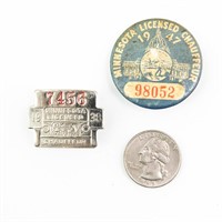 1938 & 1947 Minnesota Chauffer Badge #7456 #98052