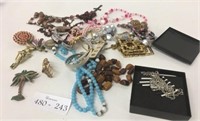 Lot of Costume Jewelry Pins & Necklaces