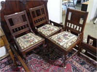 7 ANTIQUE MAHOGANY FRAMED DINING CHAIRS