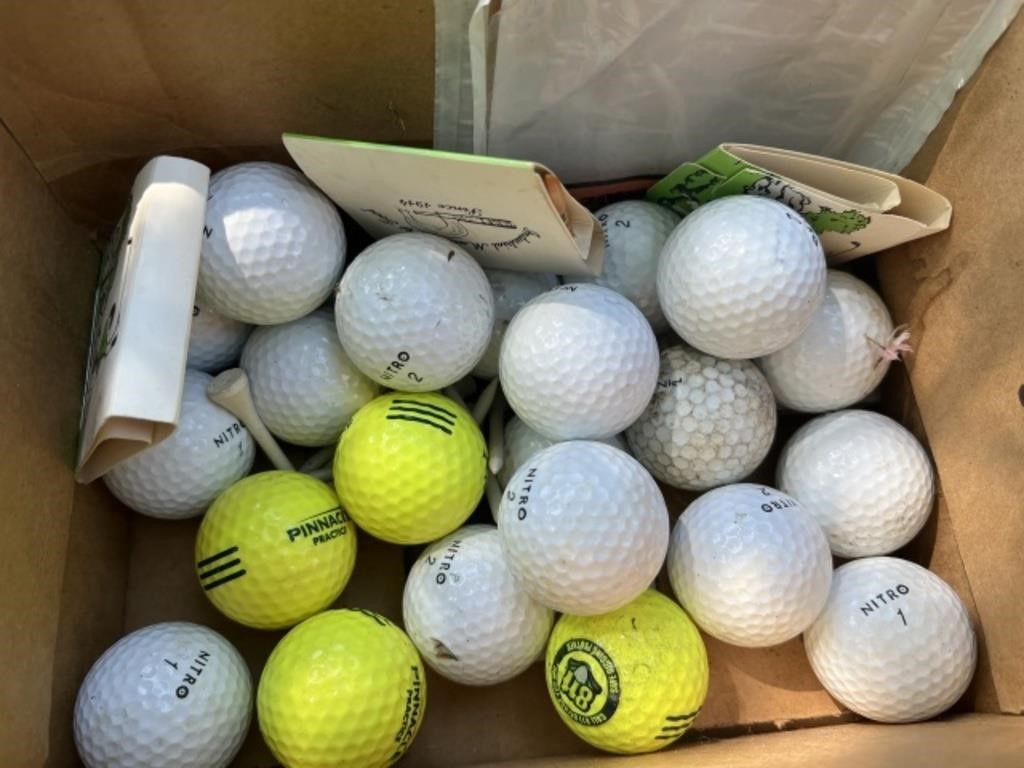 Nitro and pinnacle golf balls and wooden tees