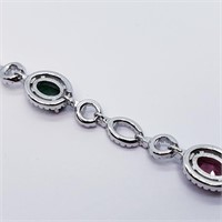 $1000 Silver Sapphire, Emerald, Ruby(6ct) Bracelet