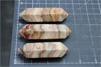 3, Double Terminated Crazy Lace Agate Points,8.5oz