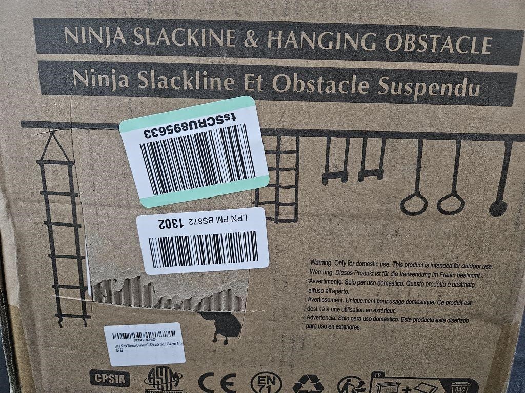Ninja Warrior slackline and hanging obstacle.