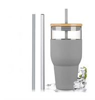 kytffu Borosilicate Glass Drinking Cup with Bamboo