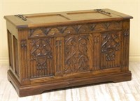 Neo Gothic Carved Oak Blanket Chest.