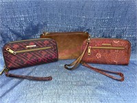 (2) Travelon wallet purses & leather wrist bag