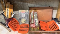 Misc Tools Lot with Socket Set, Drill Bits & More