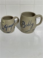 2 Pottery Mugs "Bobby & Ginger"
