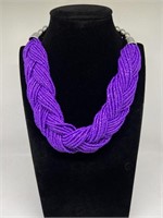 Purple Seed Bead Necklace & Matching Earrings