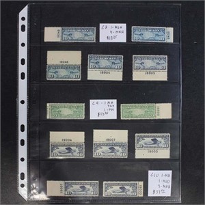 US Stamps Air Mail Mint Blocks of four, CV $230.25