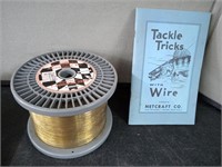 SPOOL OF BRASS WIRE, TACKLE BOOK WITH WIRE