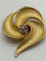 1960's MCM Gold Tone Crystal Fancy Brooch