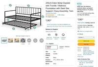 B6135  ZINUS Eden Metal Daybed with Trundle Twin