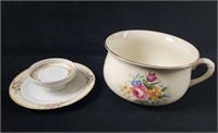 Vintage Porcelain Tray And Chamber Pot Lot Of Two