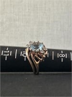18k Gold Aquamarine & Diamond Ring