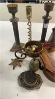 Assortment of Brass, Metal Tray, Iron Key