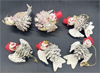 6 Vintage Pinecone Ornaments