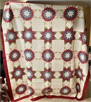 Handmade quilt with red border 80x84