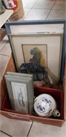 Box lot of assorted household decor & more