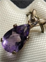 $200 10K  0.18G, Genuine Amethyst 0.70Ct Pendant